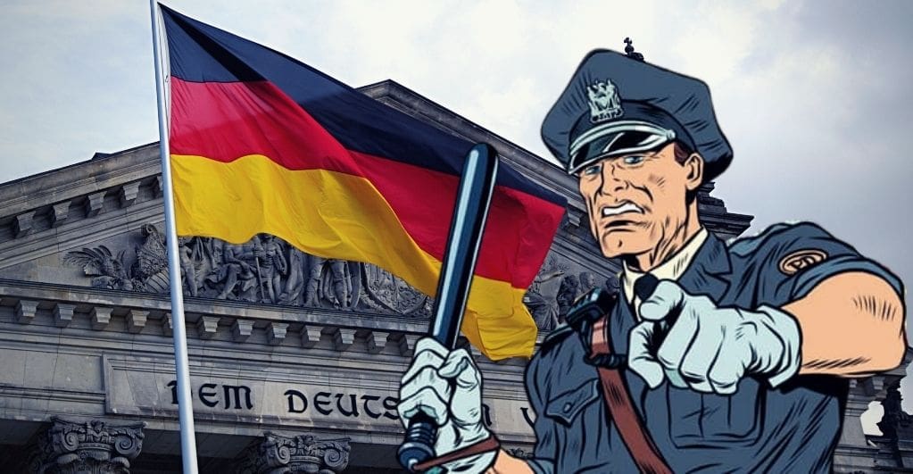 Deutscher Polizist unter den Beifällen illegaler Glücksspiele Festgenommener